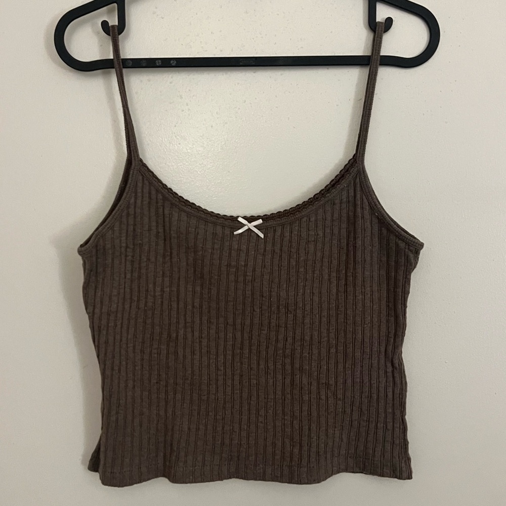 Brandy Melville Brown Ribbed Tank Top